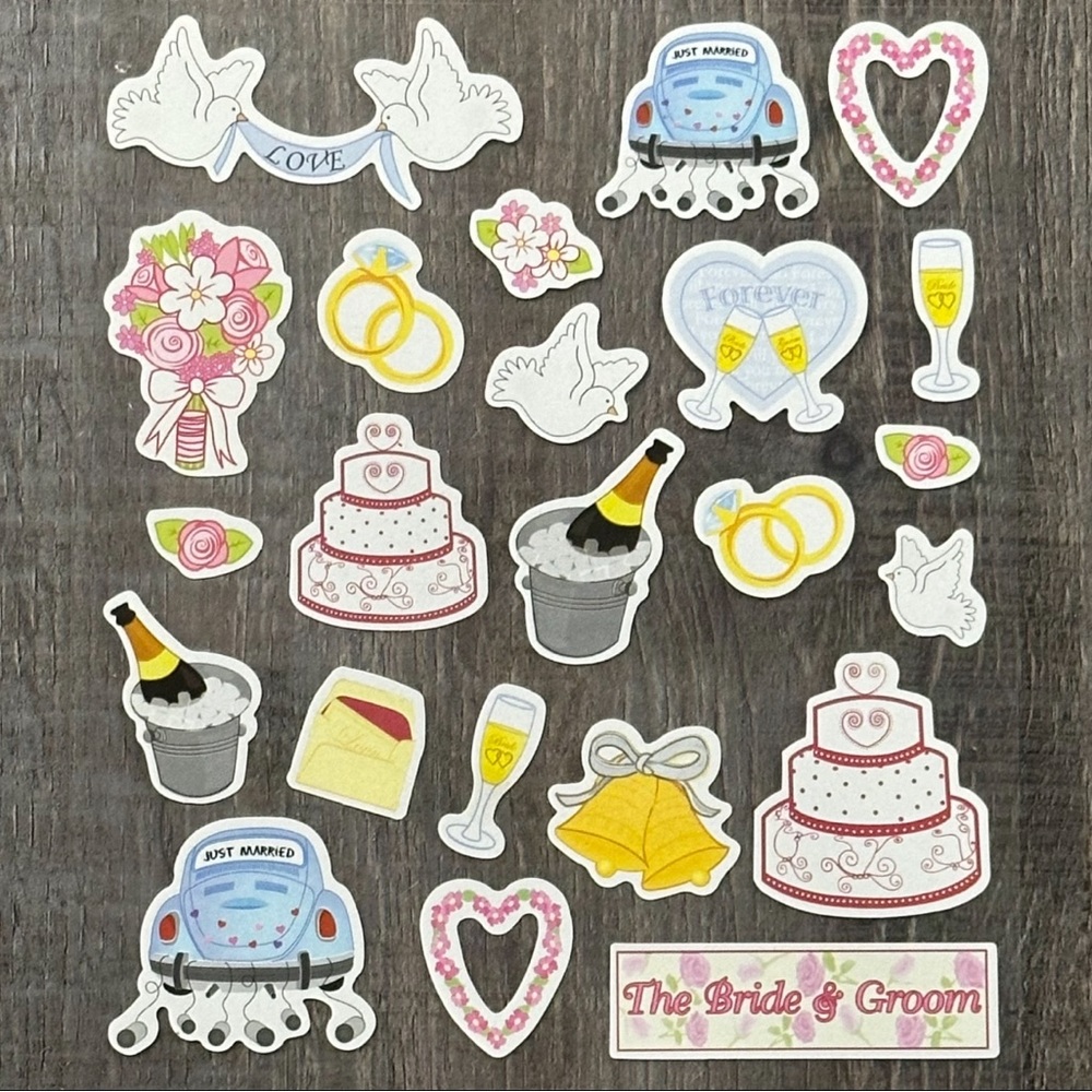 💞 New Bride & Groom Wedding Scrapbook Stickers
